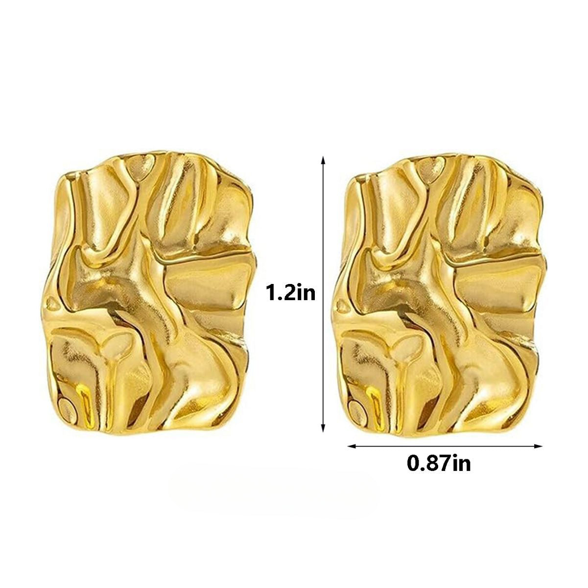 Wholesale Metal Minimalist Geometric Rectangular Hammered Pattern Alloy Earrings
